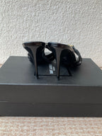 SL Babylone Sandal Heeled 10cm Black Patent Calfskin