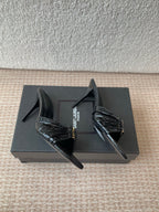 SL Babylone Sandal Heeled 10cm Black Patent Calfskin