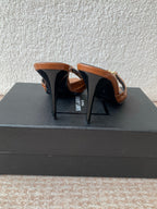 SL Babylone Sandal Heeled 10cm Brown Patent Calfskin
