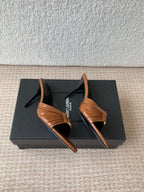 SL Babylone Sandal Heeled 10cm Brown Patent Calfskin