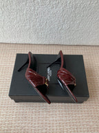 SL Babylone Sandal Heeled 10cm Dark Burgundy Patent Calfskin