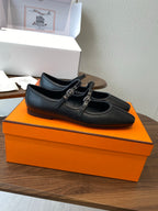 HM 25s Mary Jane Double Strap Black Calfskin 422565