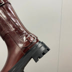 HM Jaimy High Boot 30mm In Red Brown Cowhide  952469
