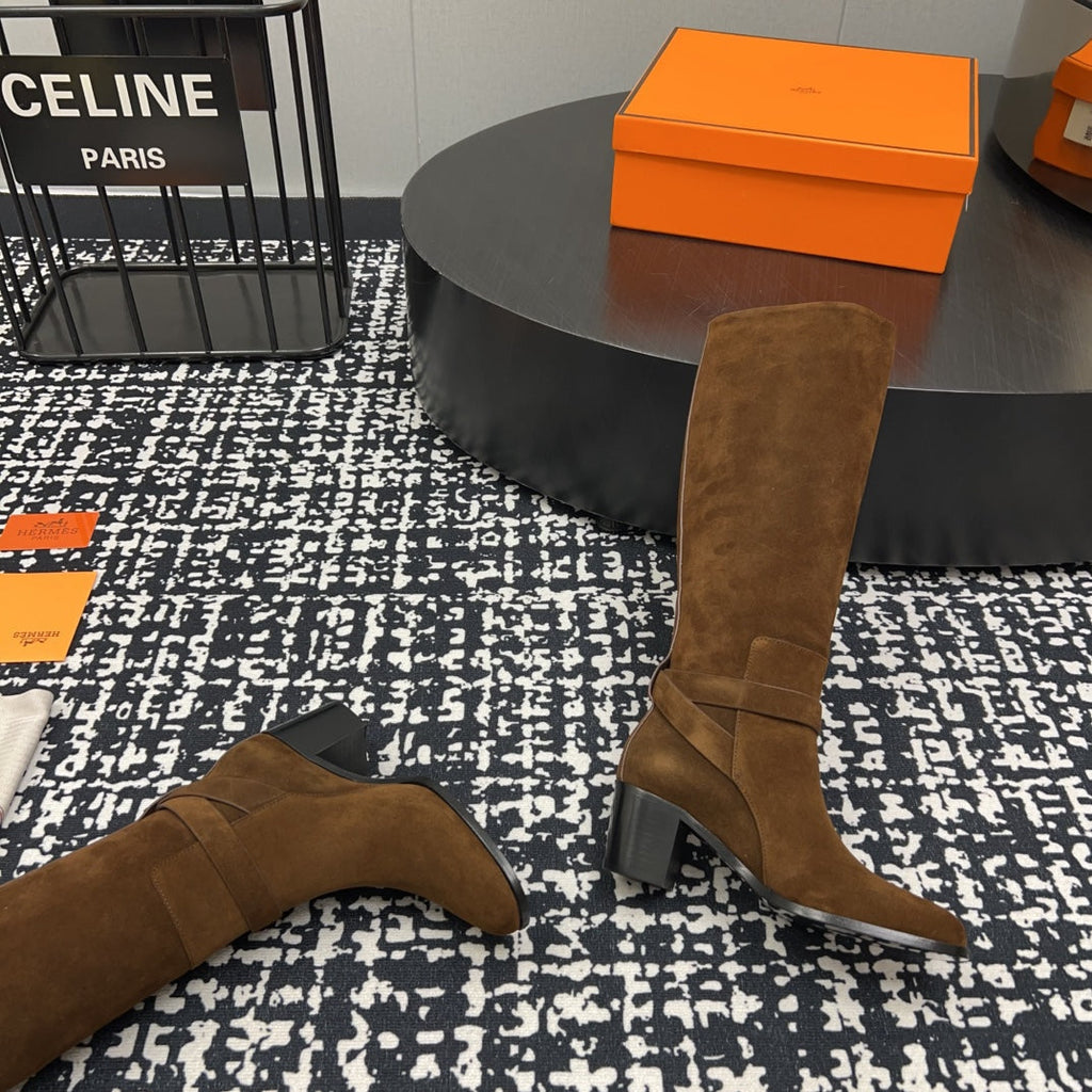 HM Justine 50 Boot Chestnut Brown Suede  952363