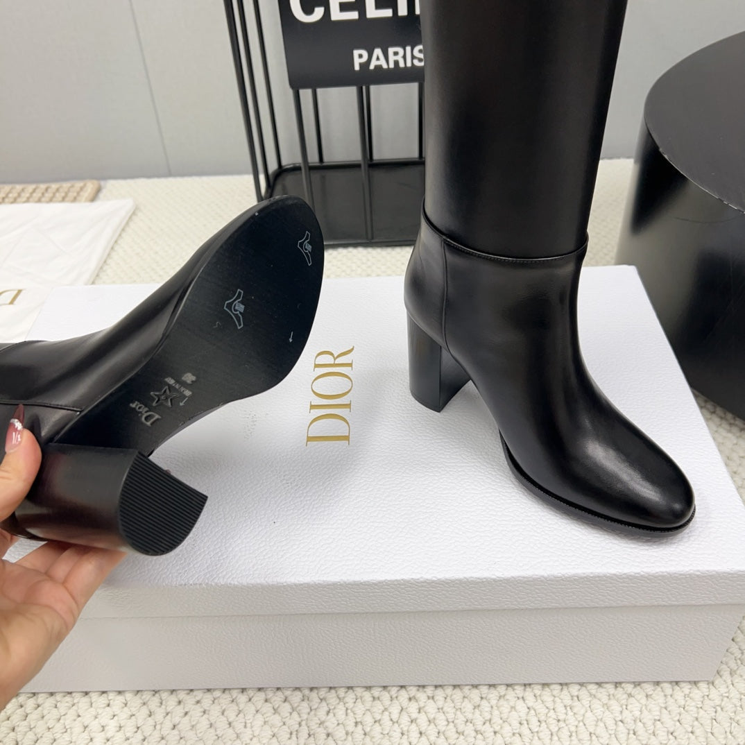 D-Town Heeled Boot 80mm In Black Cowhide 994868