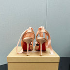 CL 25C Cassia Lace Up 100mm Peach Pink Silk 212131