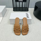 Loewe 25 Petal Anagram Slides Brown Cowhide