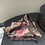 DC 25 Toe Bow High Heel Shoes 35mm Leopard-Print Silk And Sheepskin 381611