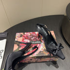 DC 25 Toe Bow Slingback Pumps 100mm Black Silk And Sheepskin 381612