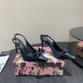 DC 25 Toe Bow Slingback Pumps 100mm Black Silk And Sheepskin 381612