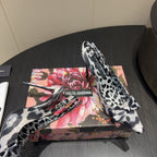 DC 25 Bow Slingback Pumps 100mm Leopard-Print Satin And Sheepskin 381615