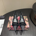 DC 25 Bow Slingback Pumps Black Silk And Sheepskin 381616