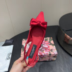 DC 25 Bow Slingback Pumps Red Silk And Sheepskin 381617