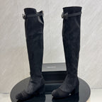 CC 25 Bowknot Stretch Boots Black Velvet Sheepskin 516421