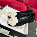ballet flat white flower black suede black patent calfskin