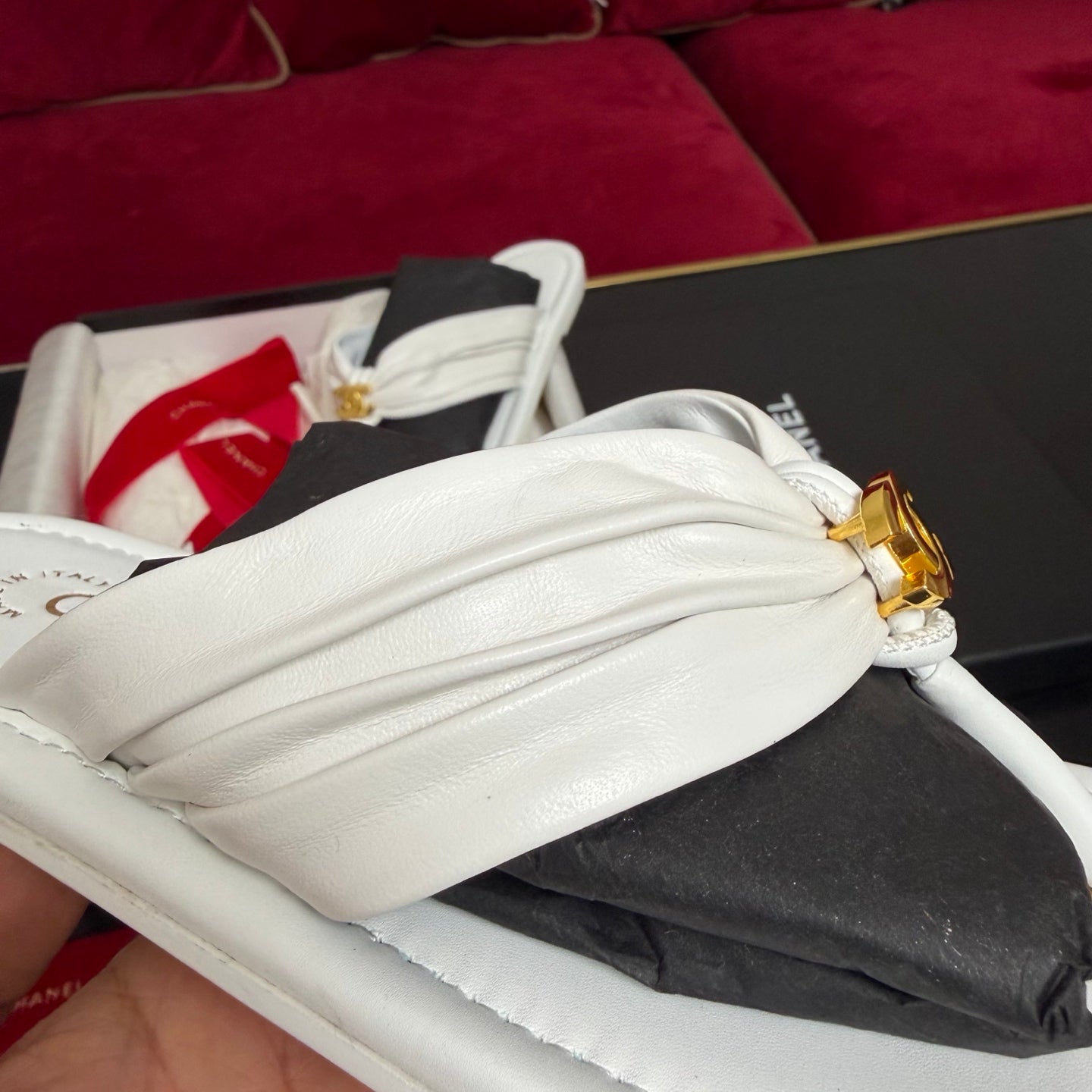 Chanel 2026 Flip-slop Sandal White Lambskin 742746