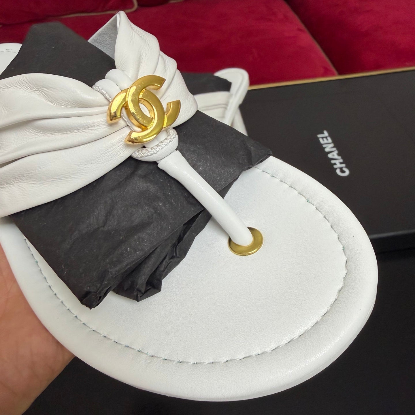 Chanel 2026 Flip-slop Sandal White Lambskin 742746