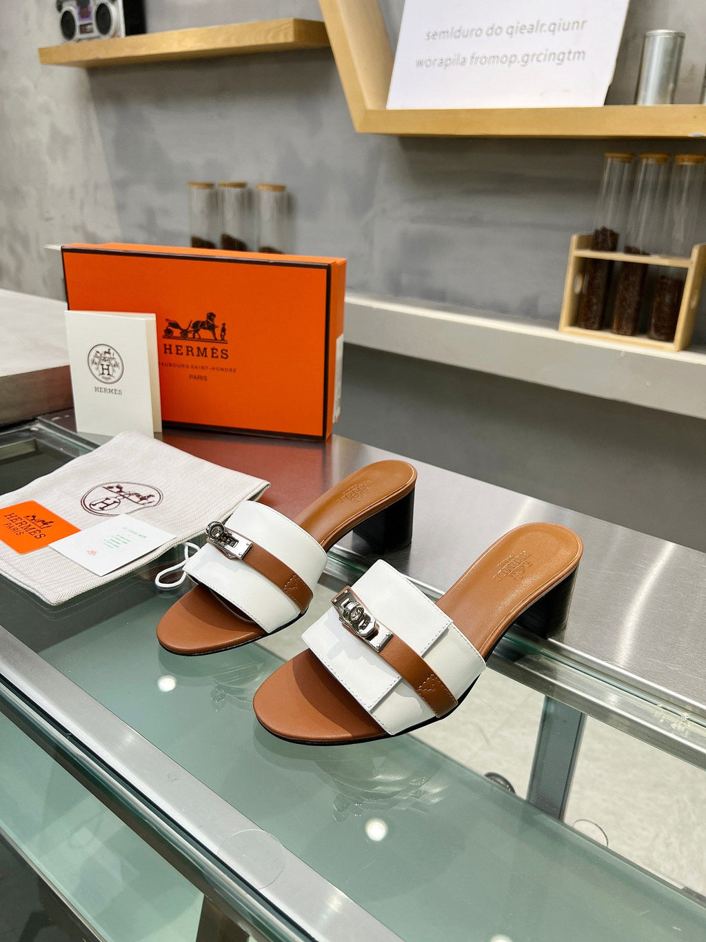 GIGI 50 SANDAL TAWNY MIX WHITE CALFSKIN