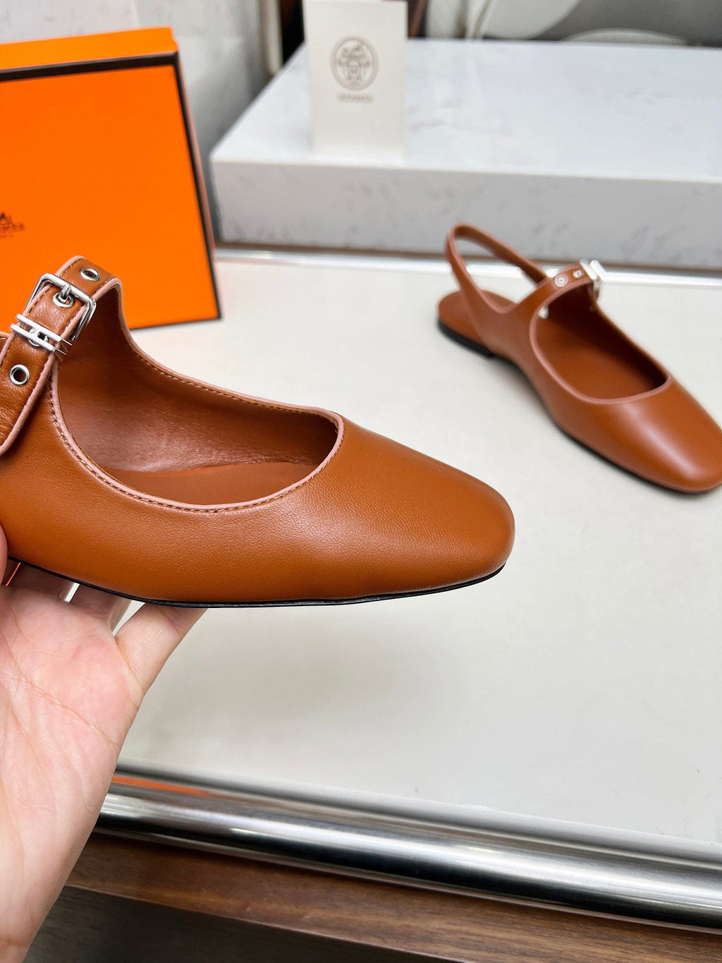 Kleo Slingback Tan Lambskin 214068