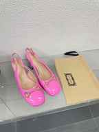 GG WOMEN'S HORSEBIT SLINGBACK IN FUSCIA PINK CALFSKIN WITH RHINSTONES