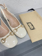 GG WOMEN'S HORSEBIT SLINGBACK 65MM IN WHITE CALFSKIN
