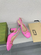 GG WOMEN'S HORSEBIT SLINGBACK 65MM IN FUSICA PINK CALFSKIN