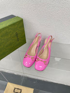 GG WOMEN'S HORSEBIT SLINGBACK 65MM IN FUSICA PINK CALFSKIN