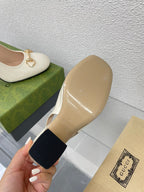 GG WOMEN'S HORSEBIT SLINGBACK 95MM IN WHITE CALFSKIN