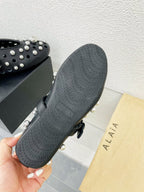 Alaila Ballet Flats In Black Lambskin Beaded 897246