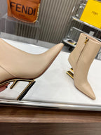 FENDI First Wedge Boots Light Beige Sheepskin 521224