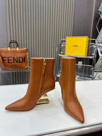 FENDI First Wedge Boots Brown Sheepskin 521223