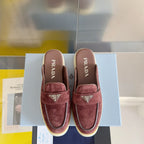 Pra Wine Suede Leather Mule 25mm Rubber Sole