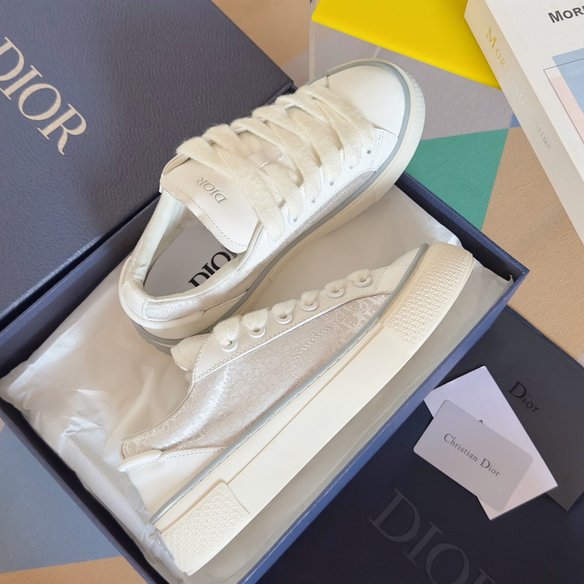 CD B33 Sneaker 40mm White Grey Monogram Suede