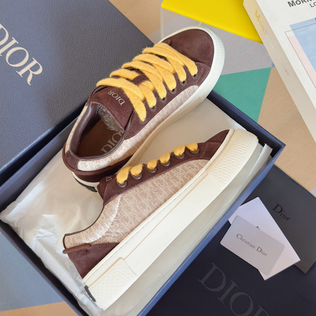 CD B33 Sneaker 40mm Brown Red Mix Light Brown Monogram Suede