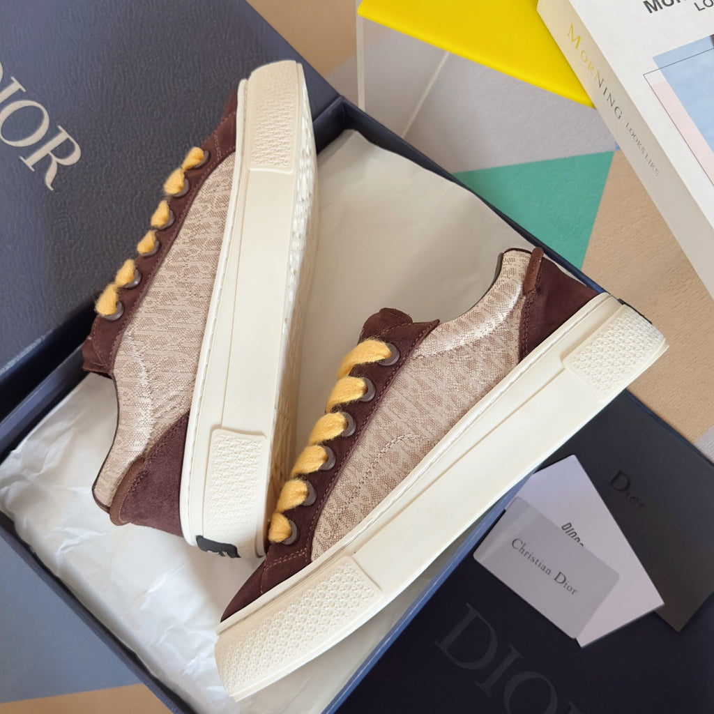 CD B33 Sneaker 40mm Brown Red Mix Light Brown Monogram Suede