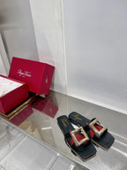 Viv Simple Slides Black Cowhide 295939