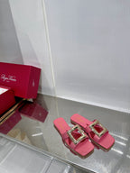Viv Simple Slides Pink Cowhide 295938