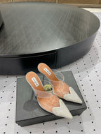 ALAIA Le Coeur Mules White With Rhinestones Lambskin 954821