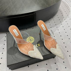 ALAIA Le Coeur Mules White With Rhinestones Lambskin 954821