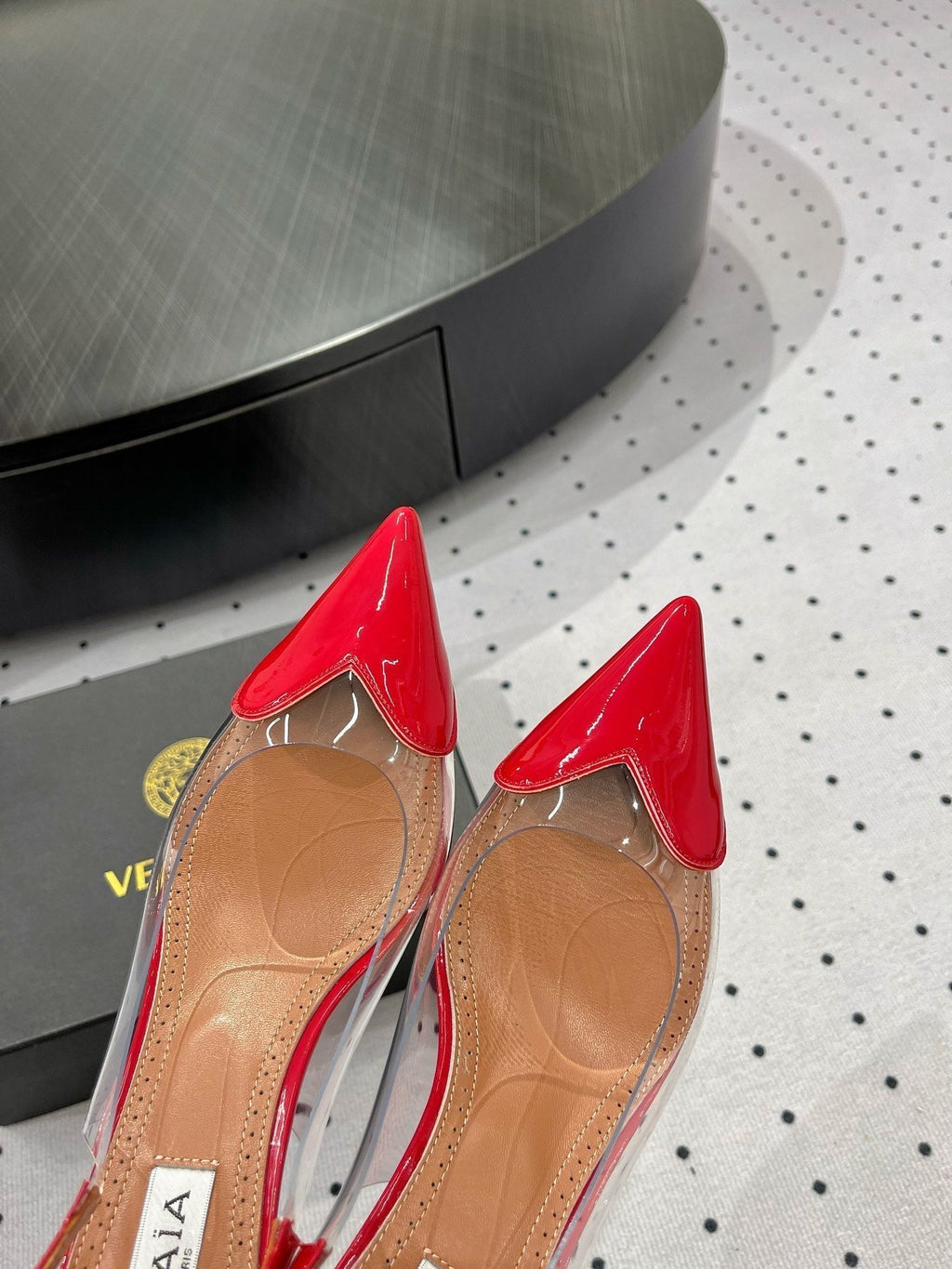 Alaila Le Cœur Slingbacks 60mm In Red Glossy Lambskin 954825