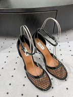 Alaila High Fishnet Pumps 90mm In Black Mesh Fabric 954848
