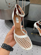 Alaila High Fishnet Pumps 90mm In White Mesh Fabric 954850