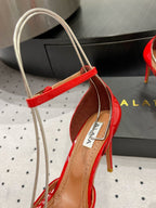 Alaila High Fishnet Pumps 90mm In Red Mesh Fabric 954854