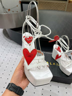 Alaila High Sandal 115mm In White Mesh Fabric 954862