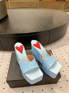 Alaila High Sandal 115mm In Could Blue Glossy Lambskin 954868