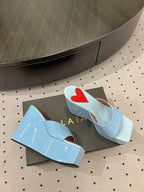 Alaila High Sandal 115mm In Could Blue Glossy Lambskin 954868