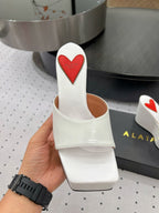 Alaila High Sandal 115mm In White Glossy Lambskin 954874