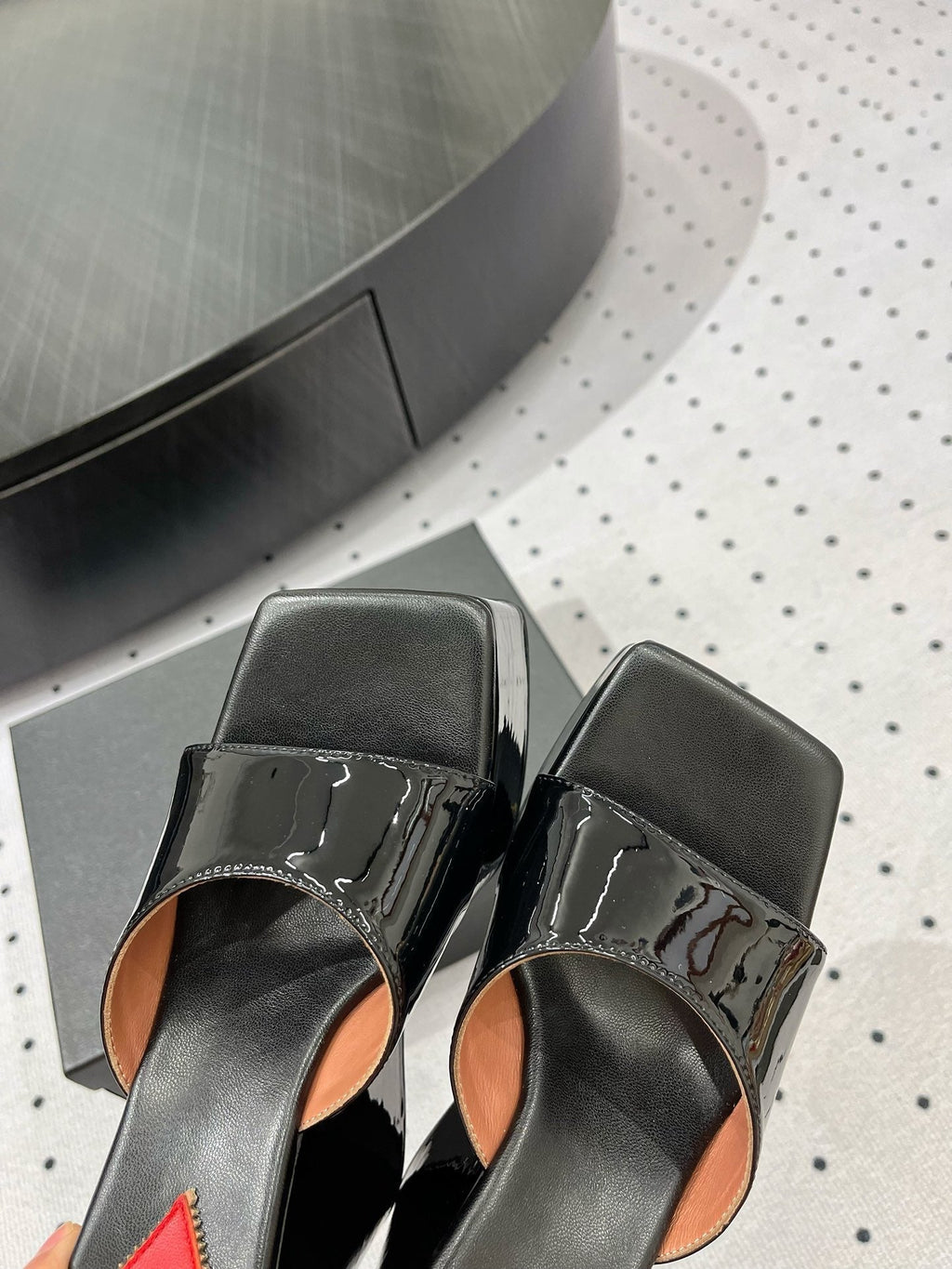 Alaila High Sandal 115mm In Black Glossy Lambskin 954878