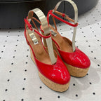 Alaila Wedge Sandals 115mm In Red Glossy Lambskin 954891