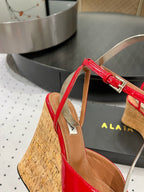 Alaila Wedge Sandals 115mm In Red Glossy Lambskin 954891